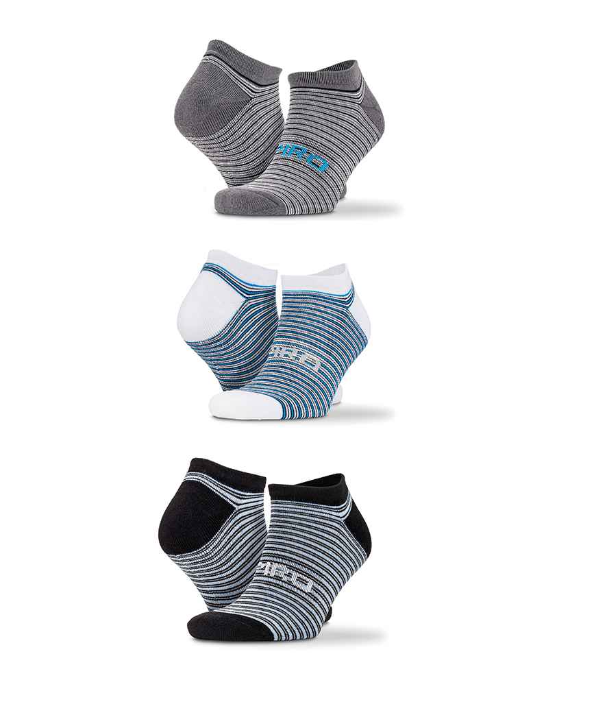 Spiro 3 Pack Mixed Stripe Sneaker Socks - Mixed (SR295)