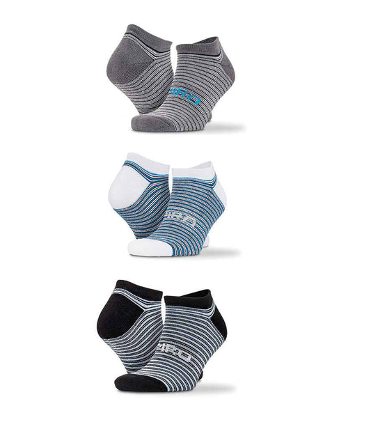 Spiro 3 Pack Mixed Stripe Sneaker Socks - Mixed (SR295)