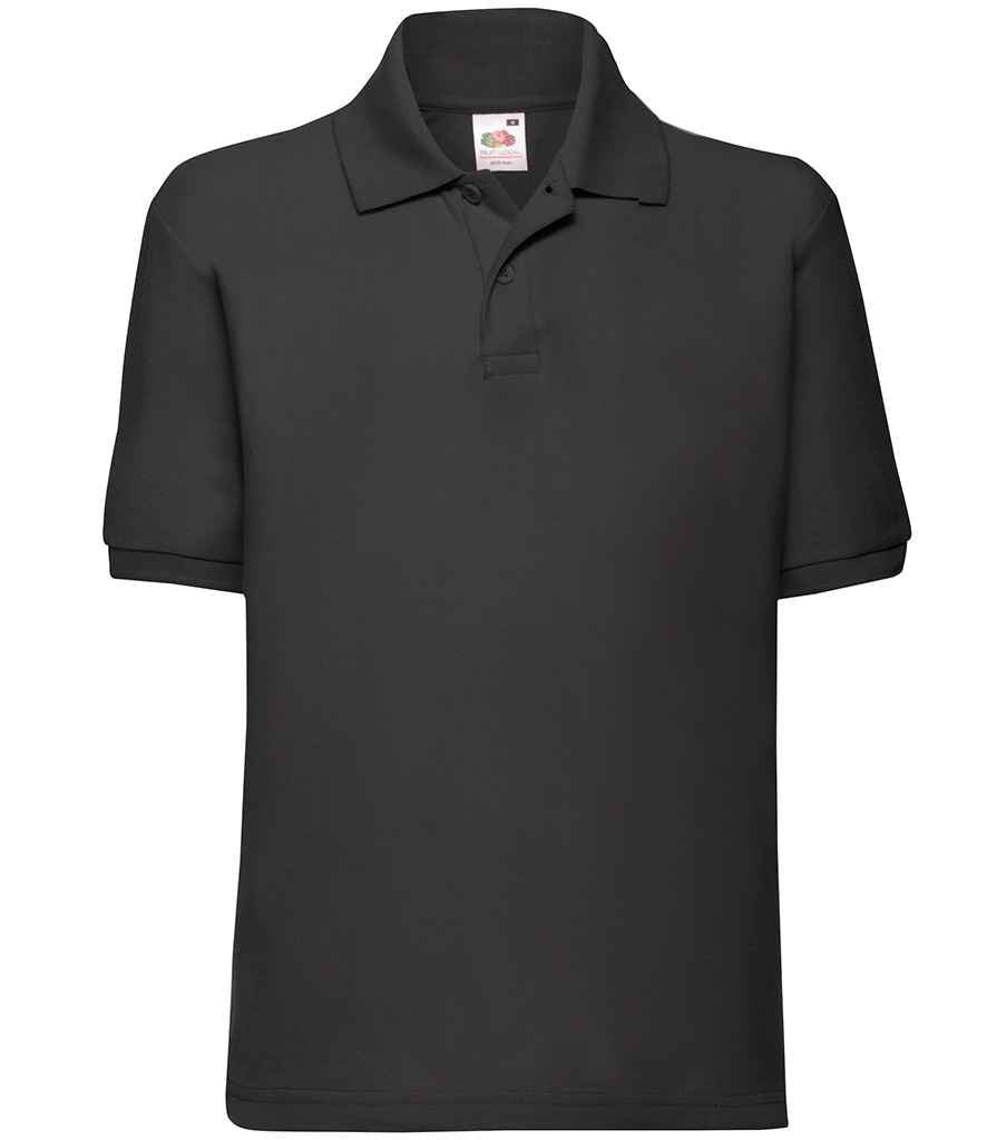 Fruit of the Loom Kids Poly/Cotton Piqué Polo Shirt - Black (SS11B)