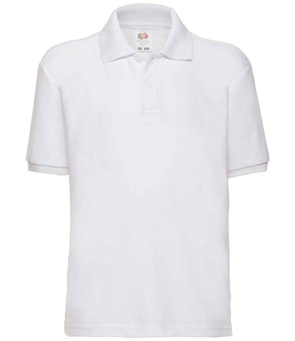 Fruit of the Loom Kids Poly/Cotton Piqué Polo Shirt - White (SS11B)