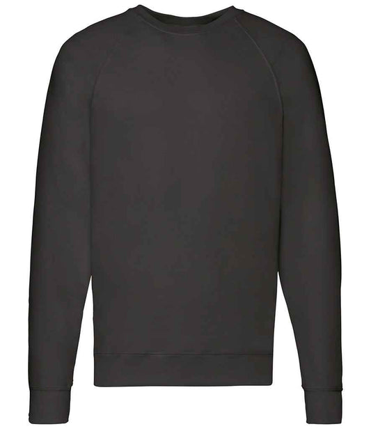 Fruit of the Loom Lightweight Raglan Sweatshirt - Black (SS120)