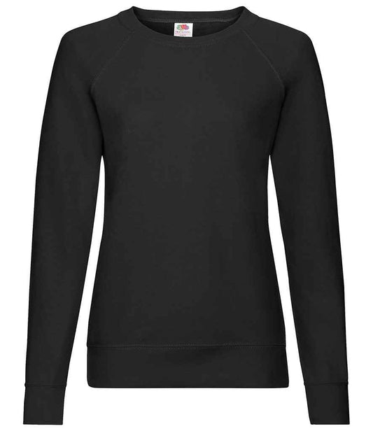 Fruit of the Loom Lady Fit Lightweight Raglan Sweatshirt - Black (SS180)