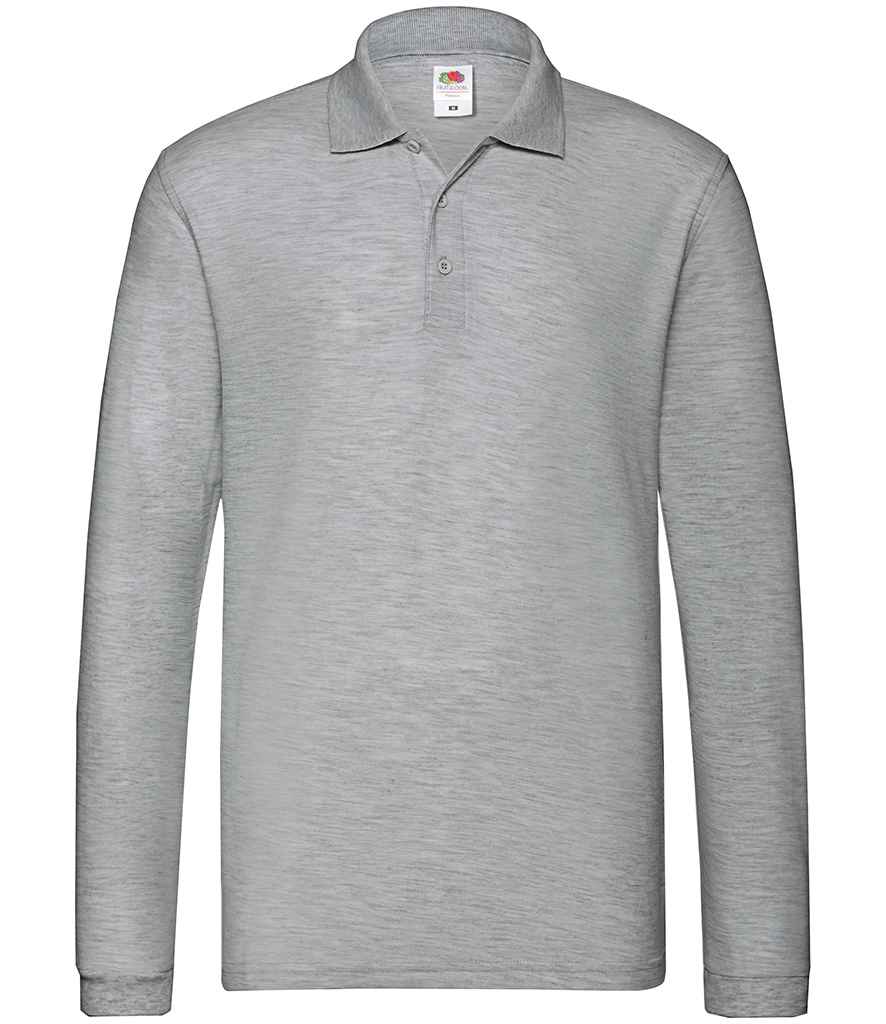 Fruit of the Loom Premium Long Sleeve Cotton Piqué Polo Shirt - Athletic Heather (SS24)