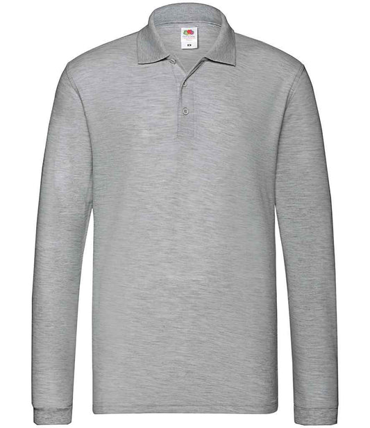 Fruit of the Loom Premium Long Sleeve Cotton Piqué Polo Shirt - Athletic Heather (SS24)