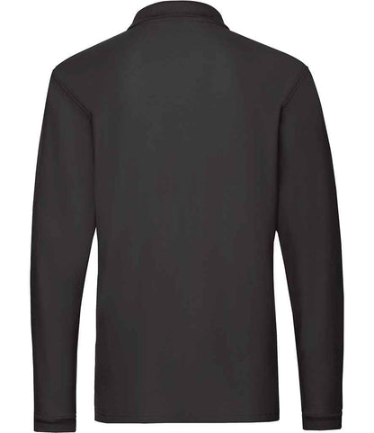 Fruit of the Loom Premium Long Sleeve Cotton Piqué Polo Shirt - Black (SS24)