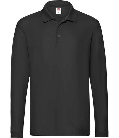 Fruit of the Loom Premium Long Sleeve Cotton Piqué Polo Shirt - Black (SS24)