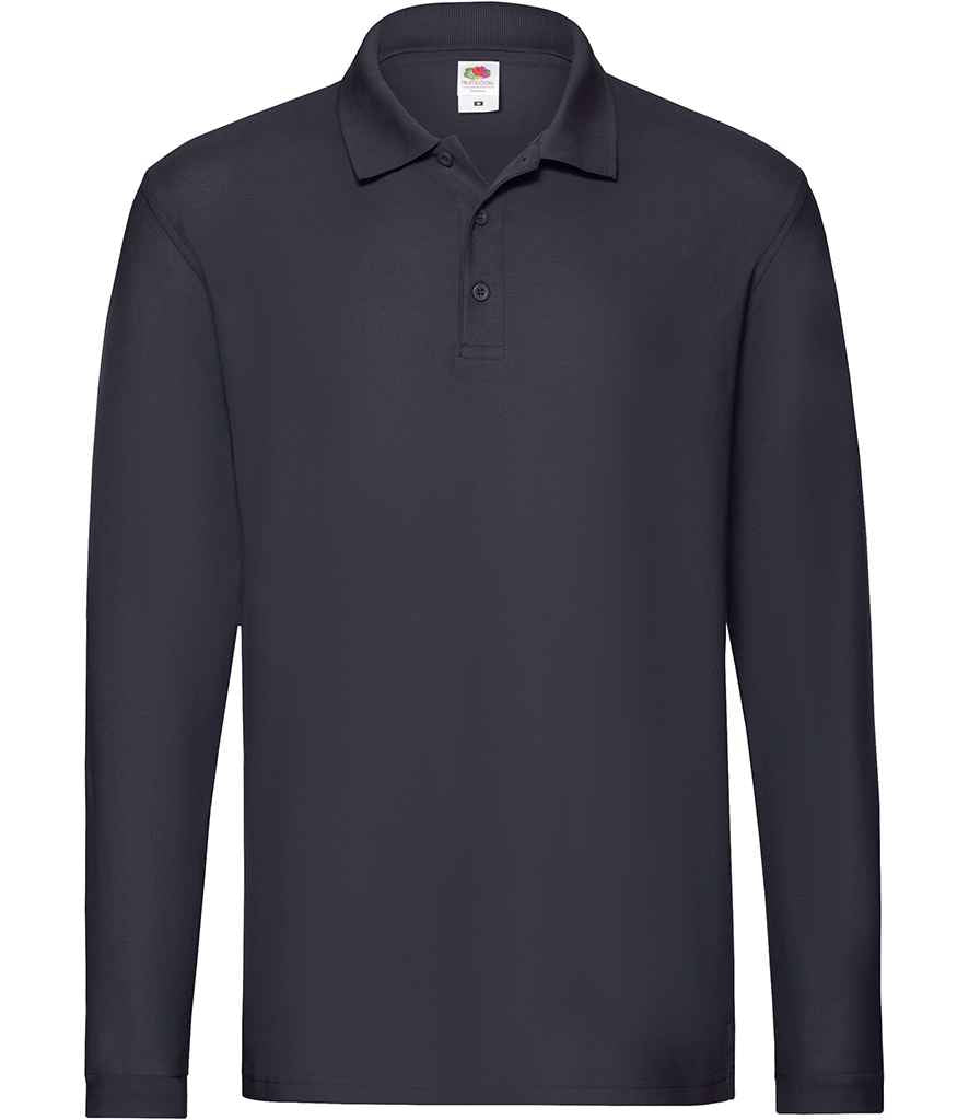 Fruit of the Loom Premium Long Sleeve Cotton Piqué Polo Shirt - Deep Navy (SS24)