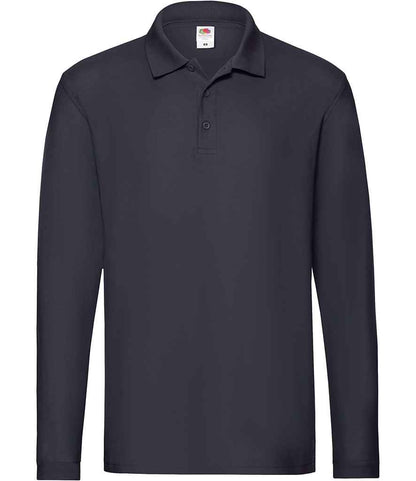 Fruit of the Loom Premium Long Sleeve Cotton Piqué Polo Shirt - Deep Navy (SS24)