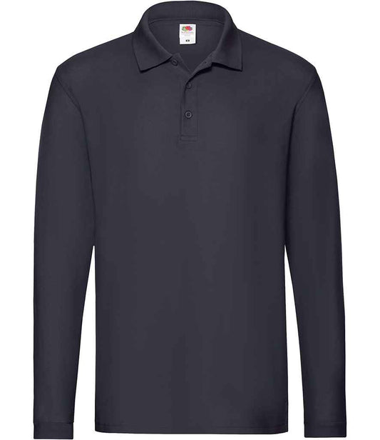Fruit of the Loom Premium Long Sleeve Cotton Piqué Polo Shirt - Deep Navy (SS24)