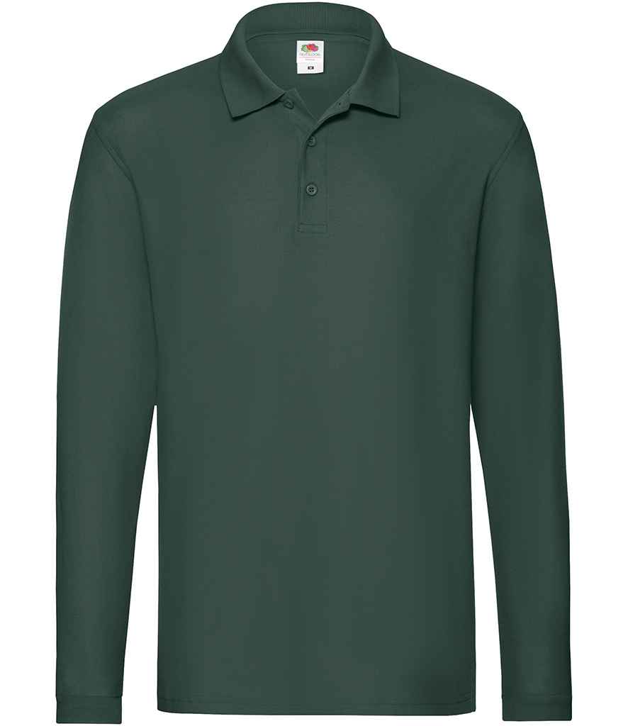 Fruit of the Loom Premium Long Sleeve Cotton Piqué Polo Shirt - Forest Green (SS24)