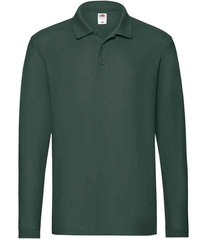 Fruit of the Loom Premium Long Sleeve Cotton Piqué Polo Shirt - Forest Green (SS24)
