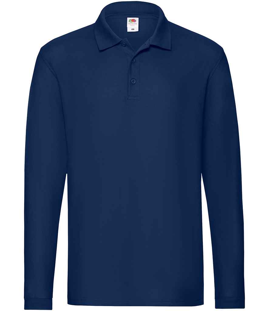 Fruit of the Loom Premium Long Sleeve Cotton Piqué Polo Shirt - Navy (SS24)