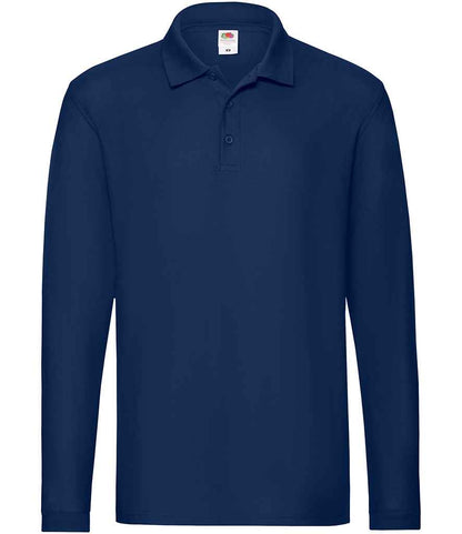 Fruit of the Loom Premium Long Sleeve Cotton Piqué Polo Shirt - Navy (SS24)