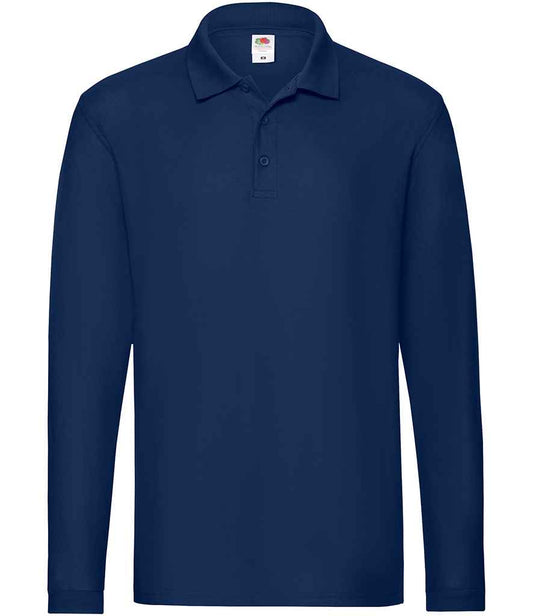 Fruit of the Loom Premium Long Sleeve Cotton Piqué Polo Shirt - Navy (SS24)