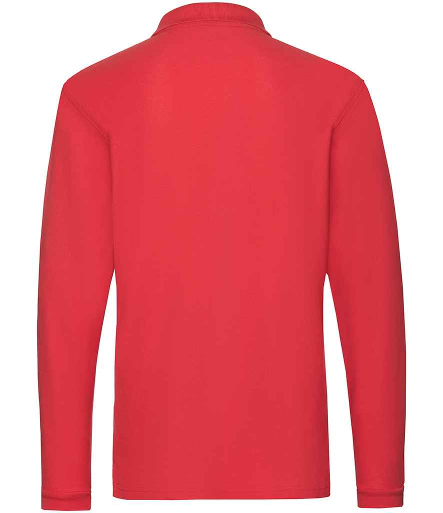 Fruit of the Loom Premium Long Sleeve Cotton Piqué Polo Shirt - Red (SS24)