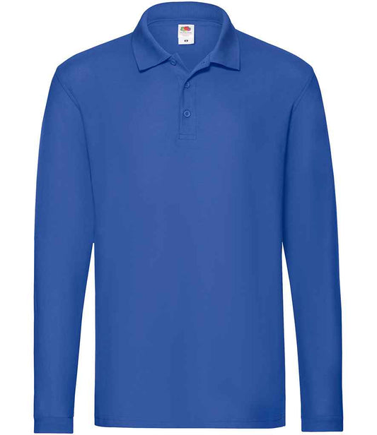 Fruit of the Loom Premium Long Sleeve Cotton Piqué Polo Shirt - Royal Blue (SS24)