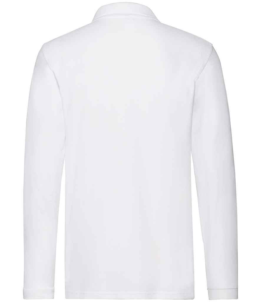 Fruit of the Loom Premium Long Sleeve Cotton Piqué Polo Shirt - White (SS24)