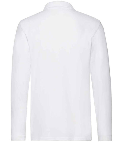 Fruit of the Loom Premium Long Sleeve Cotton Piqué Polo Shirt - White (SS24)