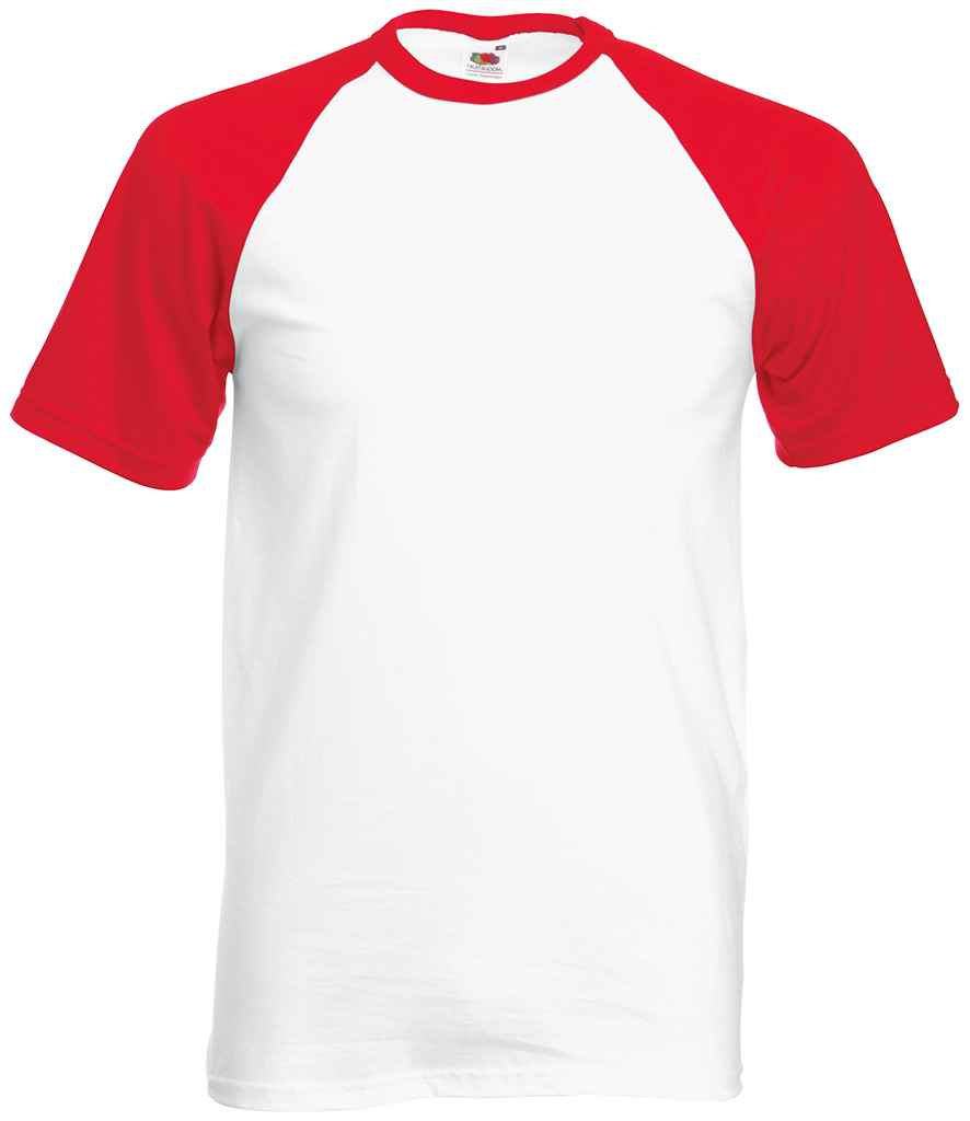 Fruit of the Loom Contrast Baseball T-Shirt - White/Red (SS31)