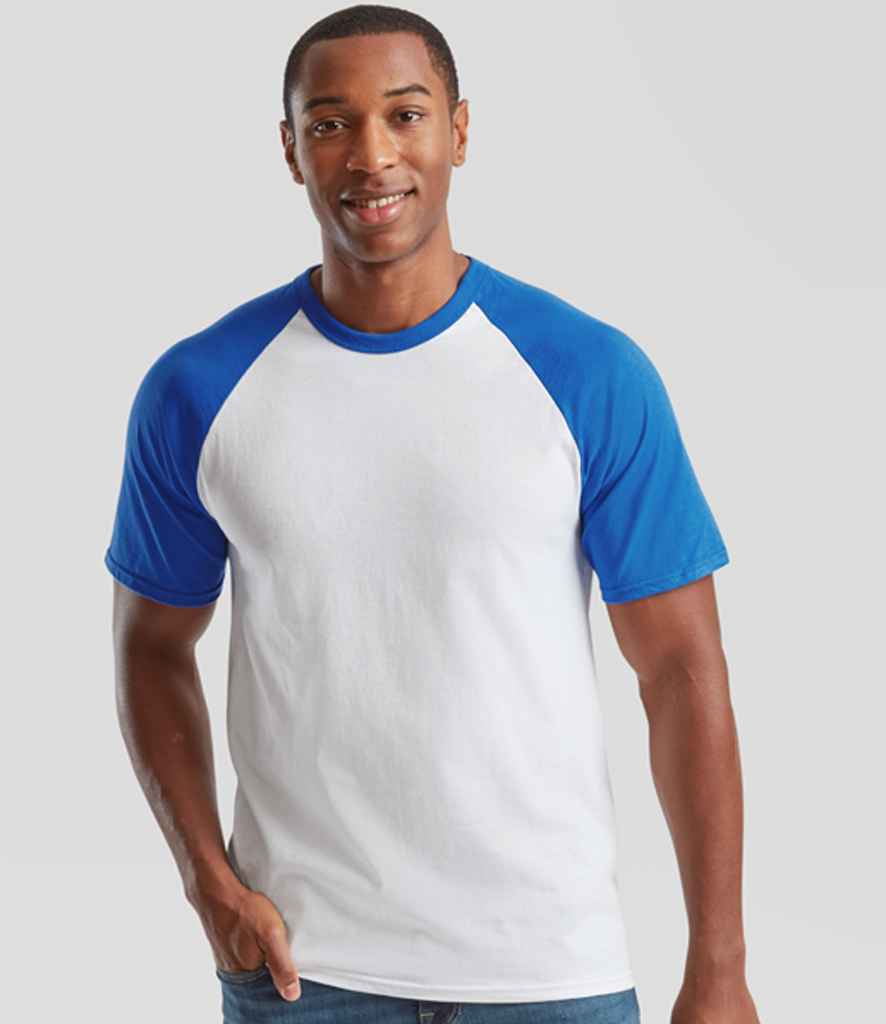 Fruit of the Loom Contrast Baseball T-Shirt - White/Royal Blue (SS31)