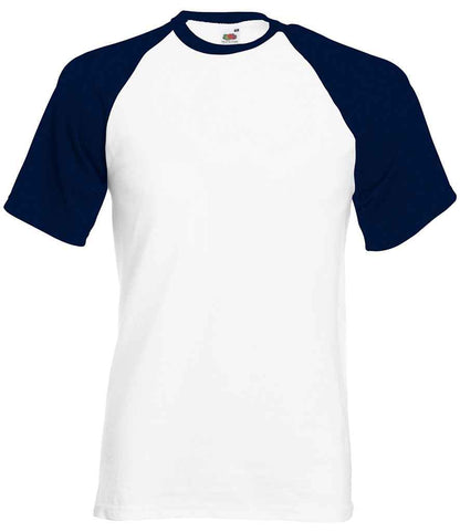 Fruit of the Loom Contrast Baseball T-Shirt - White/Deep Navy (SS31)