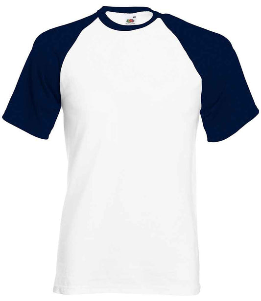 Fruit of the Loom Contrast Baseball T-Shirt - White/Deep Navy (SS31)