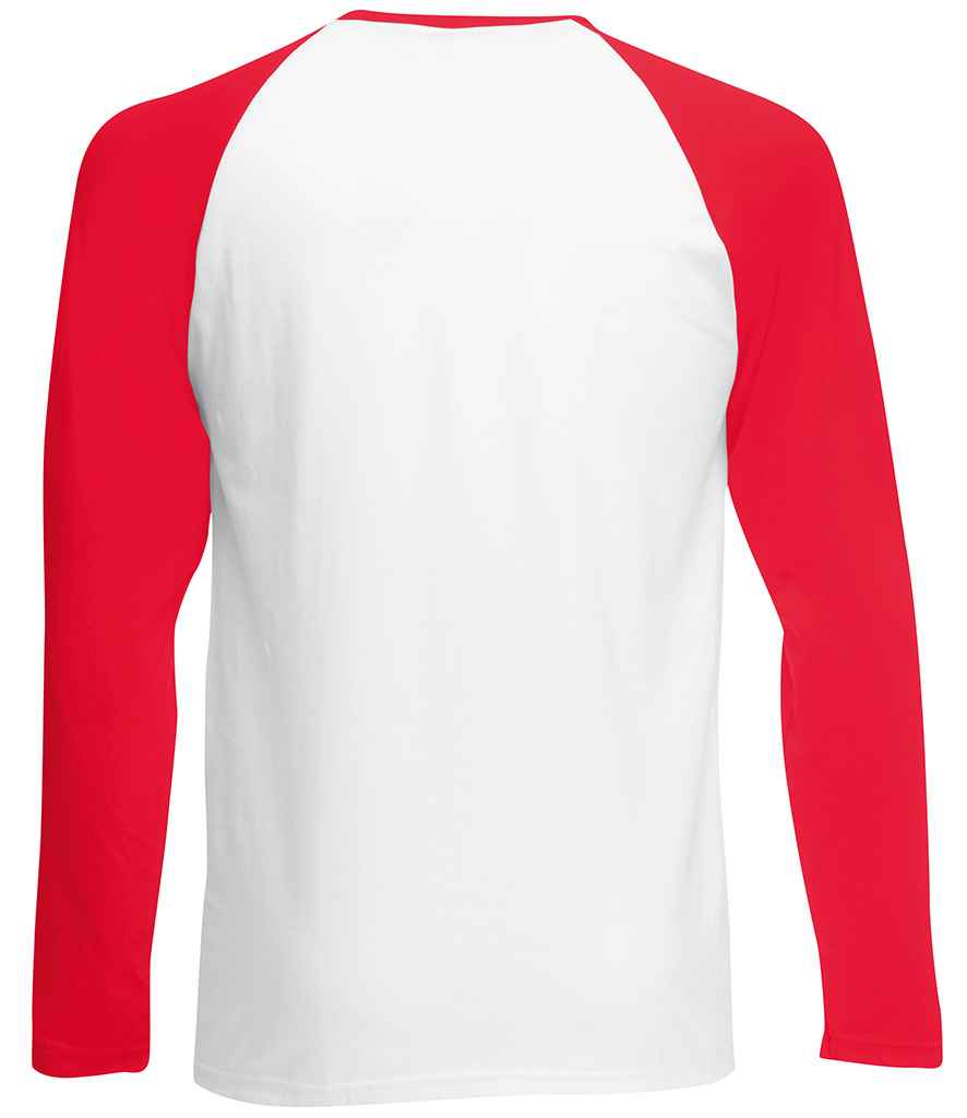 Fruit of the Loom Contrast Long Sleeve Baseball T-Shirt - White/Red (SS32)