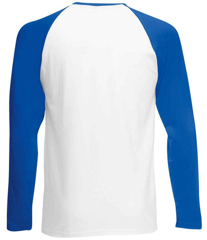 Fruit of the Loom Contrast Long Sleeve Baseball T-Shirt - White/Royal Blue (SS32)