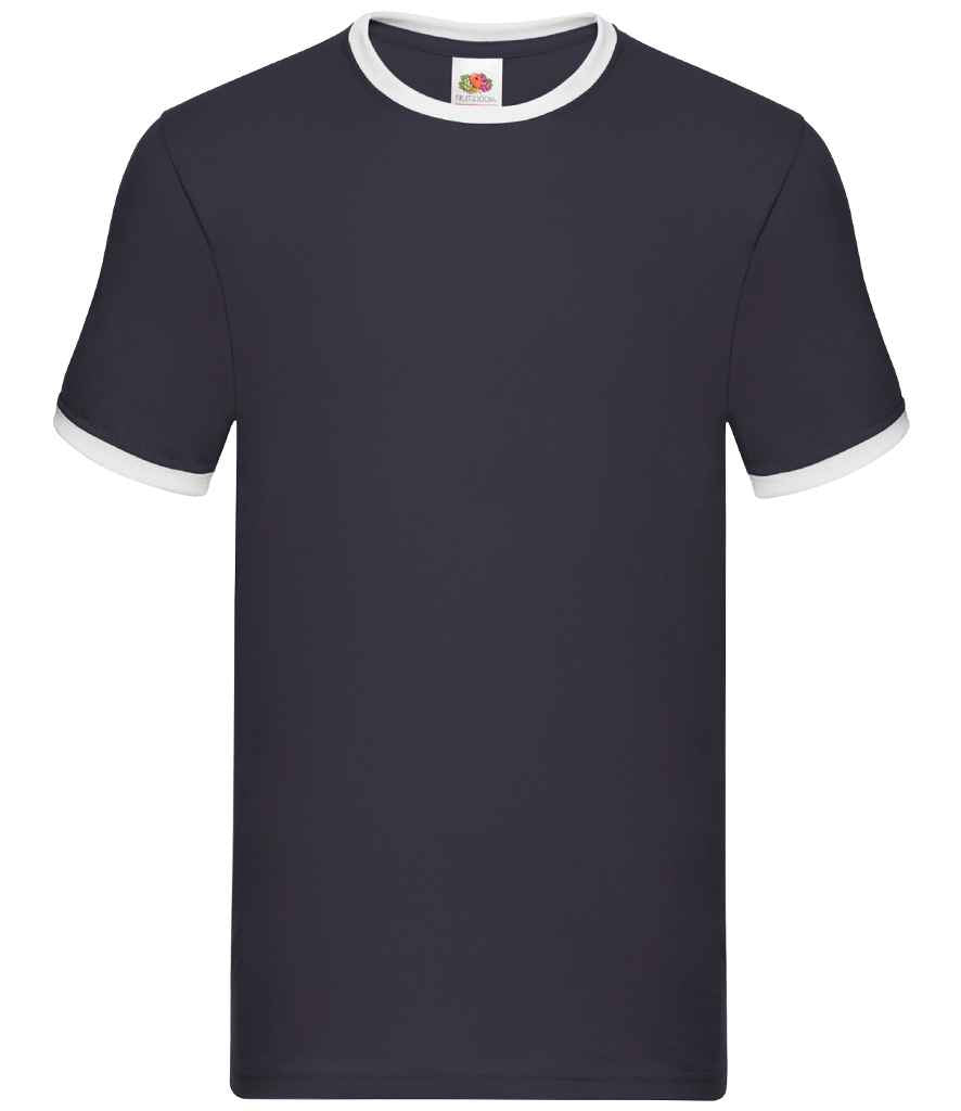 Fruit of the Loom Contrast Ringer T-Shirt - Navy/White (SS34)