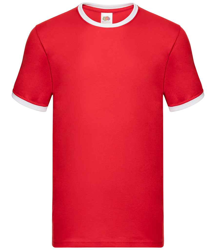 Fruit of the Loom Contrast Ringer T-Shirt - Red/White (SS34)