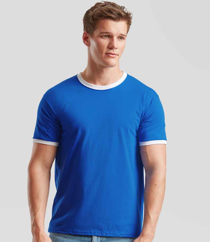 Fruit of the Loom Contrast Ringer T-Shirt - Royal Blue/White (SS34)