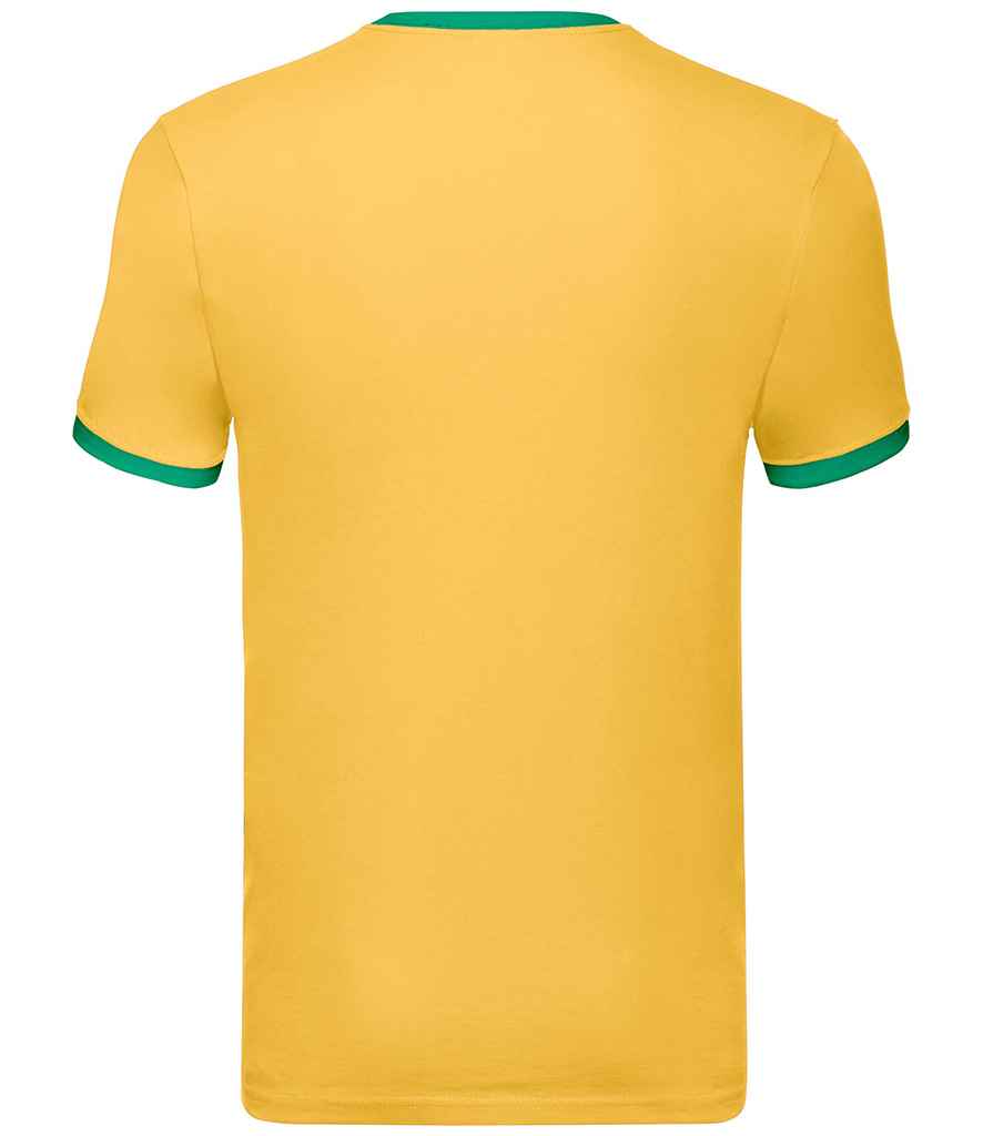 Fruit of the Loom Contrast Ringer T-Shirt - Sunflower/Kelly Green (SS34)