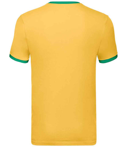 Fruit of the Loom Contrast Ringer T-Shirt - Sunflower/Kelly Green (SS34)