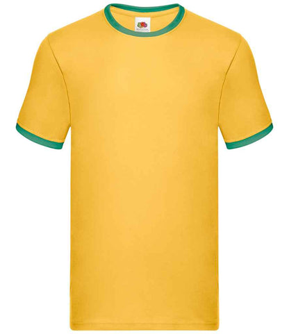 Fruit of the Loom Contrast Ringer T-Shirt - Sunflower/Kelly Green (SS34)