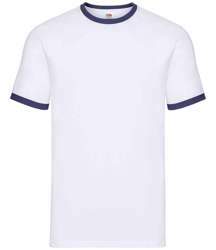 Fruit of the Loom Contrast Ringer T-Shirt - White/Navy (SS34)