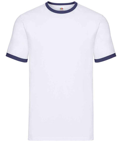 Fruit of the Loom Contrast Ringer T-Shirt - White/Navy (SS34)