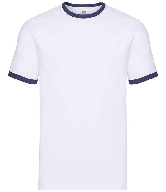 Fruit of the Loom Contrast Ringer T-Shirt - White/Navy (SS34)