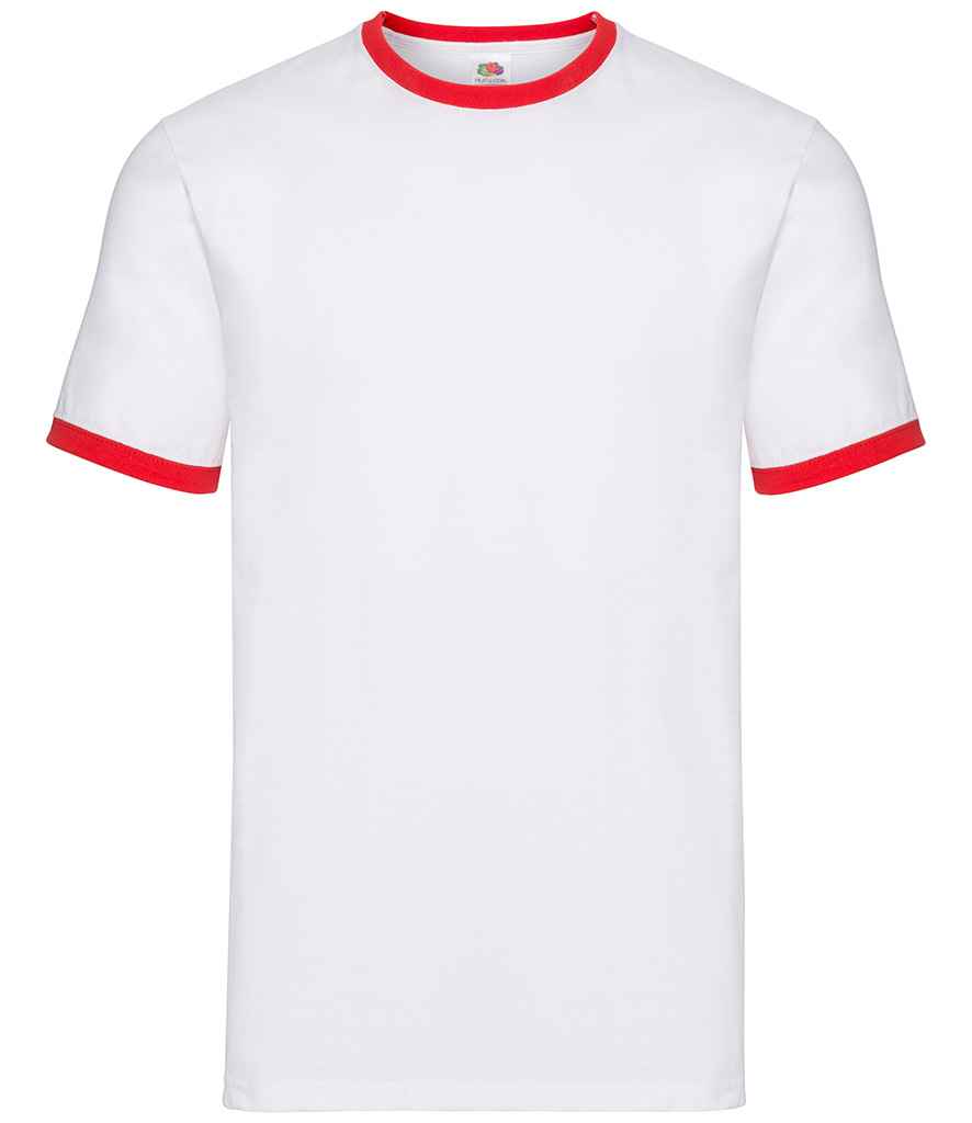 Fruit of the Loom Contrast Ringer T-Shirt - White/Red (SS34)