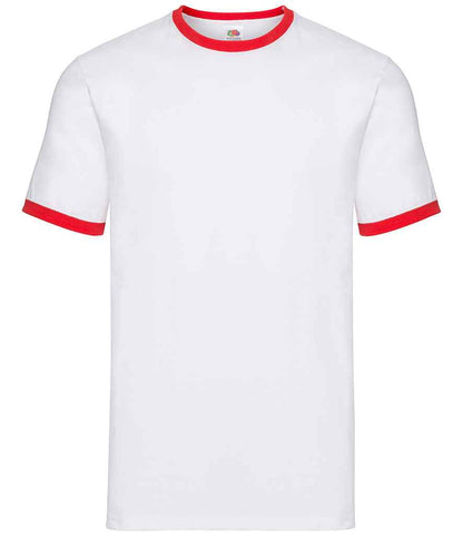 Fruit of the Loom Contrast Ringer T-Shirt - White/Red (SS34)
