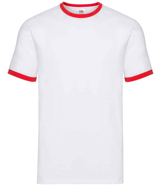 Fruit of the Loom Contrast Ringer T-Shirt - White/Red (SS34)