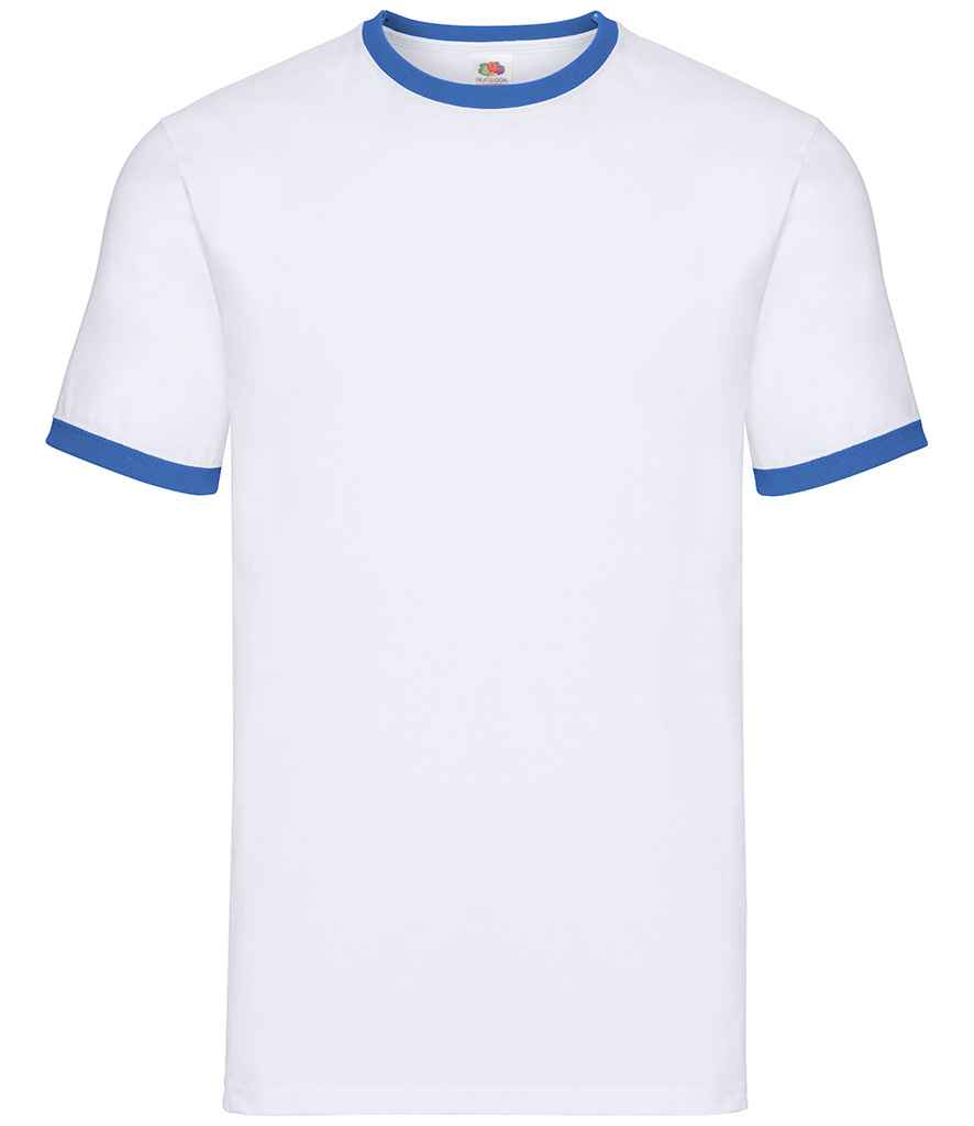 Fruit of the Loom Contrast Ringer T-Shirt - White/Royal Blue (SS34)