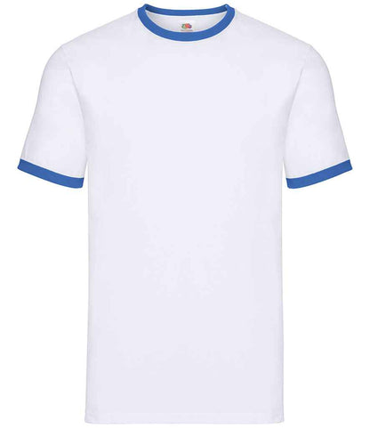 Fruit of the Loom Contrast Ringer T-Shirt - White/Royal Blue (SS34)
