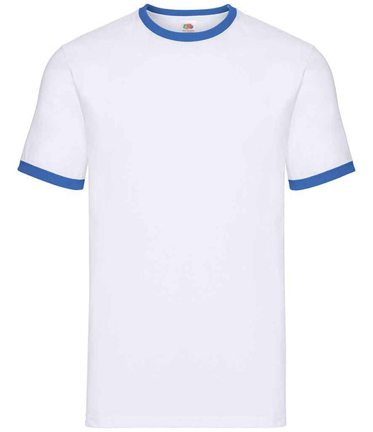 Fruit of the Loom Contrast Ringer T-Shirt - White/Royal Blue (SS34)