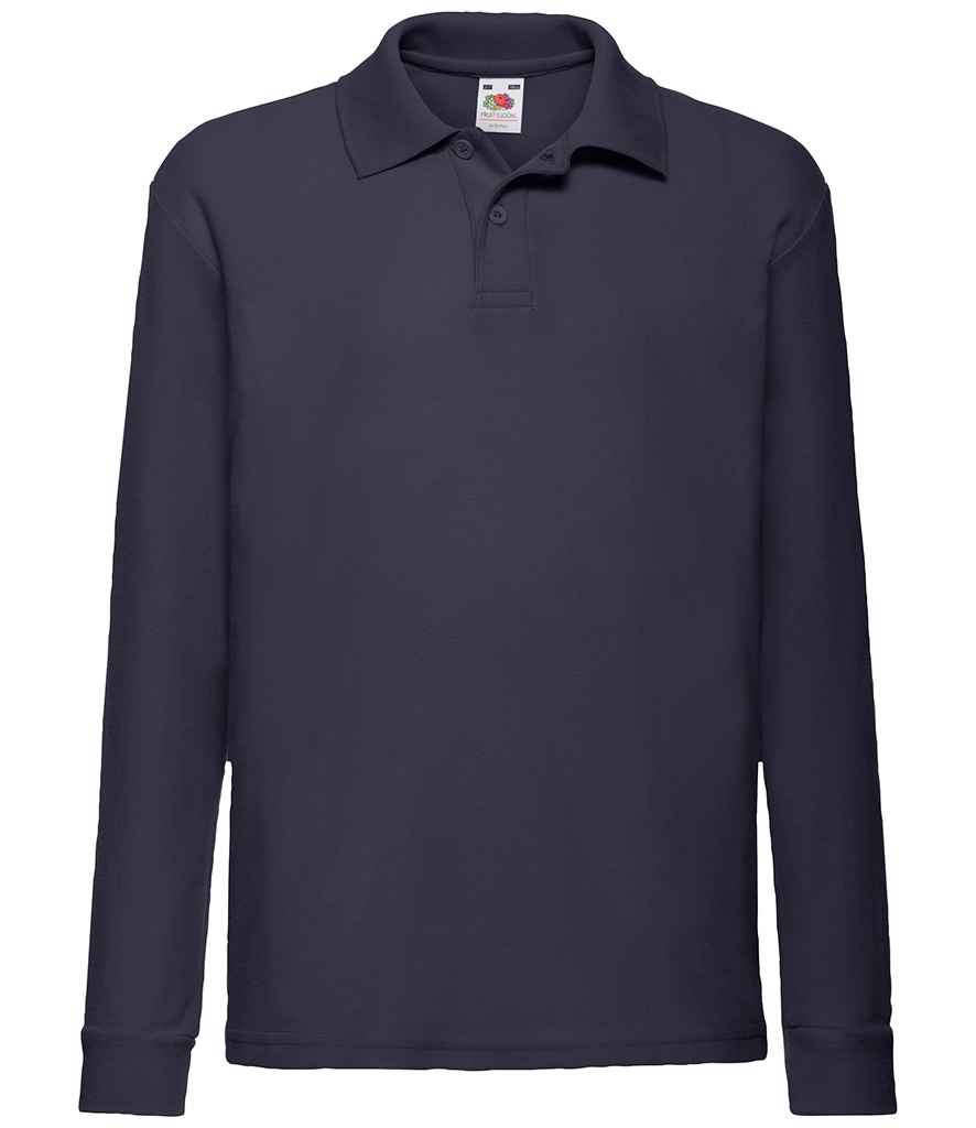 Fruit of the Loom Kids Long Sleeve Poly/Cotton Piqué Polo Shirt - Deep Navy (SS45B)