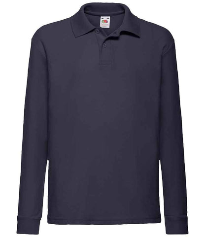 Fruit of the Loom Kids Long Sleeve Poly/Cotton Piqué Polo Shirt - Deep Navy (SS45B)