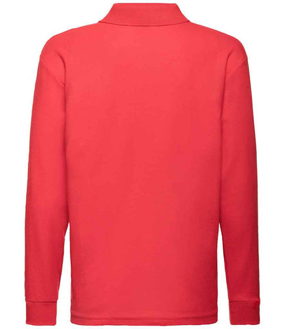 Fruit of the Loom Kids Long Sleeve Poly/Cotton Piqué Polo Shirt - Red (SS45B)