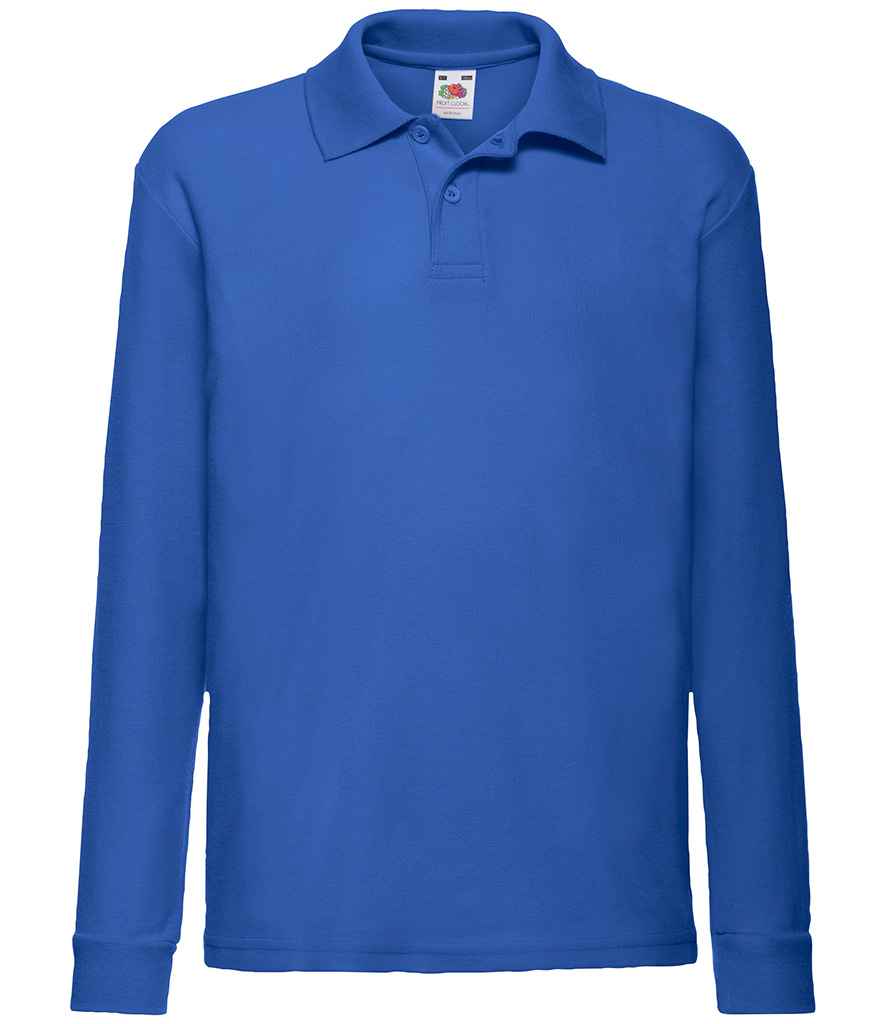Fruit of the Loom Kids Long Sleeve Poly/Cotton Piqué Polo Shirt - Royal Blue (SS45B)
