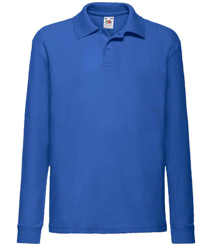 Fruit of the Loom Kids Long Sleeve Poly/Cotton Piqué Polo Shirt - Royal Blue (SS45B)