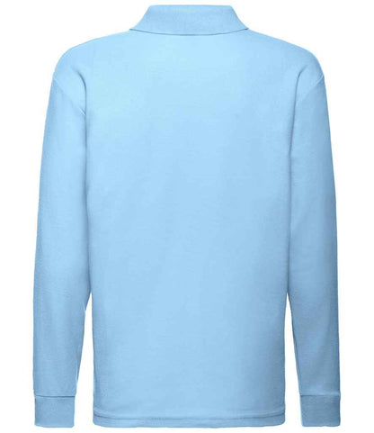 Fruit of the Loom Kids Long Sleeve Poly/Cotton Piqué Polo Shirt - Sky Blue (SS45B)