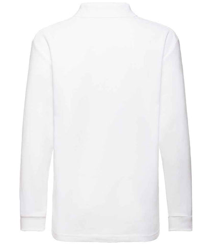 Fruit of the Loom Kids Long Sleeve Poly/Cotton Piqué Polo Shirt - White (SS45B)